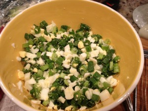 Making green onion salad